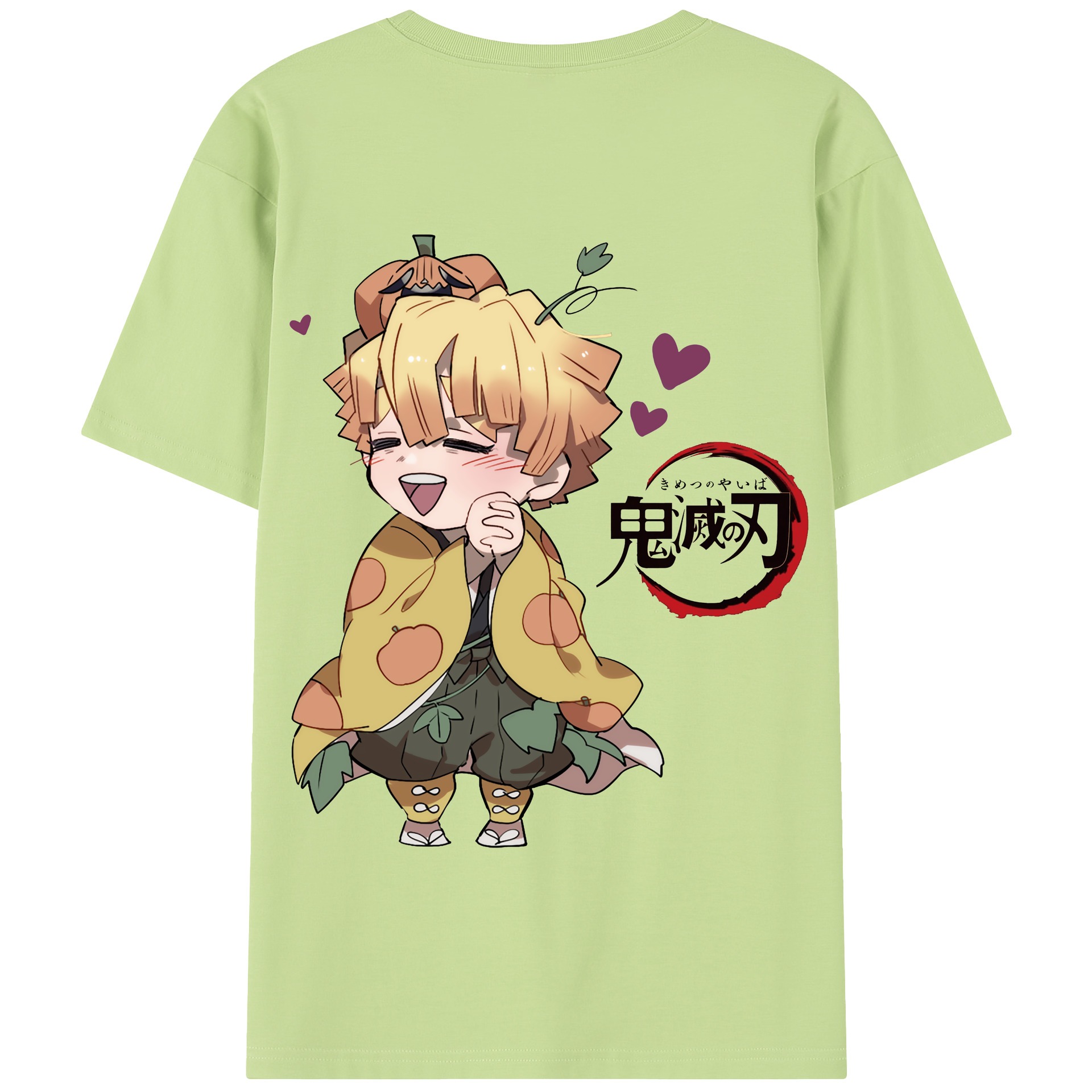 （画像用） 鬼滅の刃（きめつのやいば）我妻 善逸／あがつま ぜんいつ Agatsuma Zenitsu 綿100％半袖Tシャツ（背面プリント）